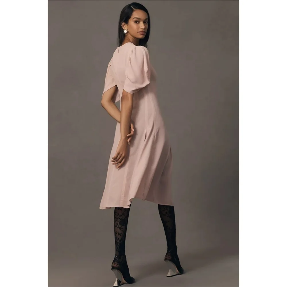 Anthropologie Modern Sheer Midi Dress in Pink - Picture 4 of 11